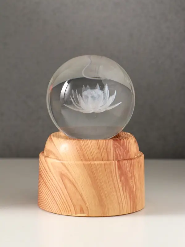 Сувенир стекло свет Сувенир стекло свет "Шар. Лотос" 6хLED шар d=6 см, крутится, USB 7х7х10 см