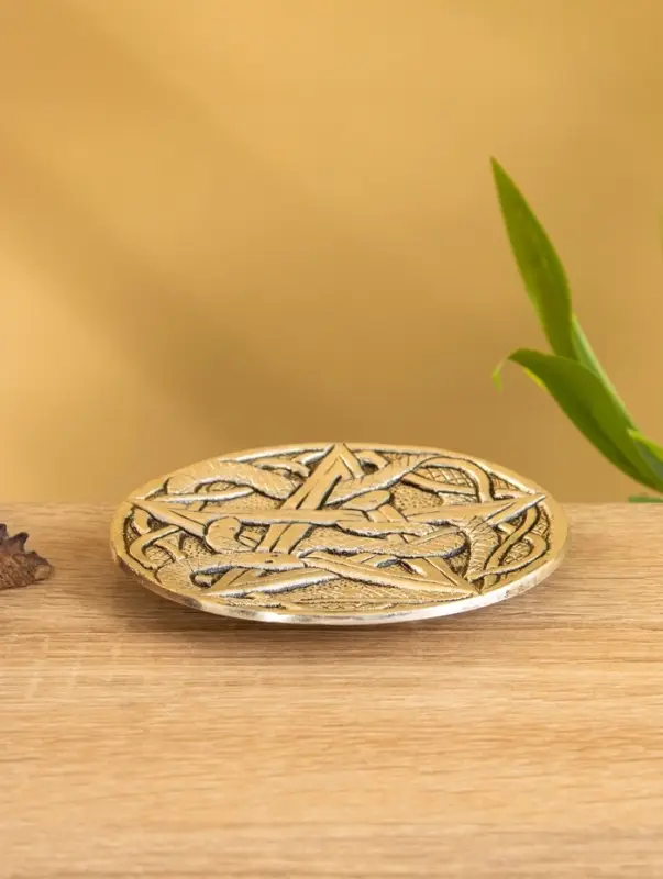 Подставка под благовония  Подставка под благовония "Пентакль и Змеи" алюминий 10,5 см