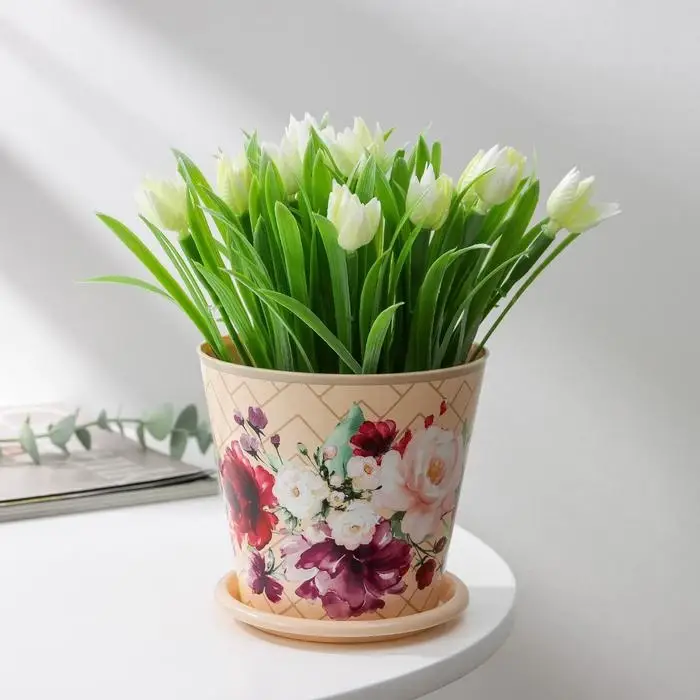 Горшок для цветов Доляна «Гранди», 800 мл, цвет бежевый Горшок для цветов Доляна «Гранди», 800 мл, цвет бежевый