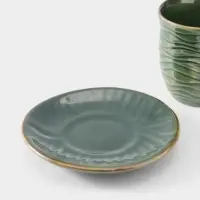 Чашка с блюдцем &laquo;Флора 2&raquo;, 13&times;13&times;9 см, керамика, зелёная