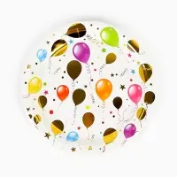 Тарелки (7''/18 см) Воздушные шарики, Разноцветный, Металлик, 6 шт.