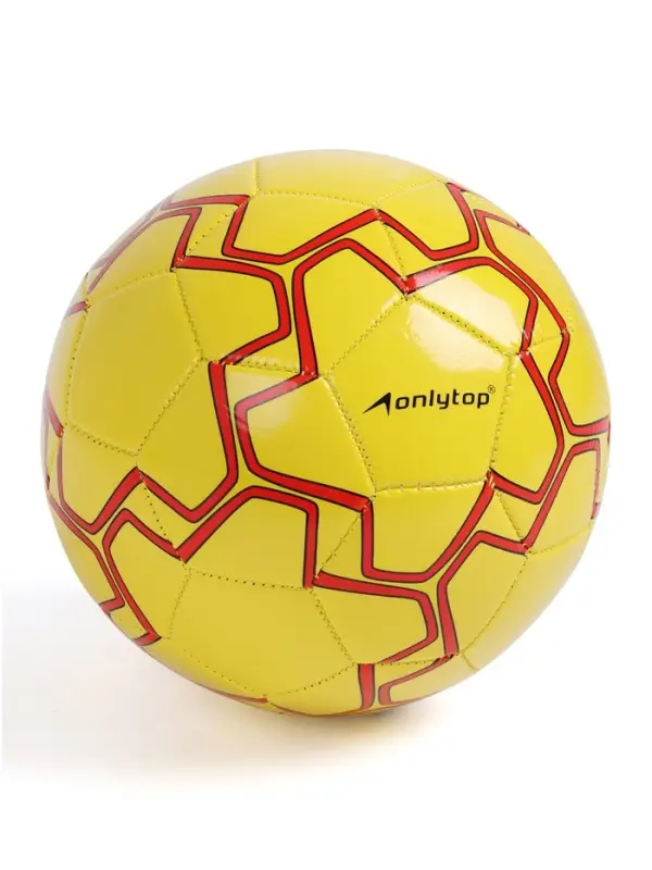 Футбольный мяч ONLYTOP, машинная сшивка, 32 панели, р. 5, PVC, резиновая камера, жёлтый