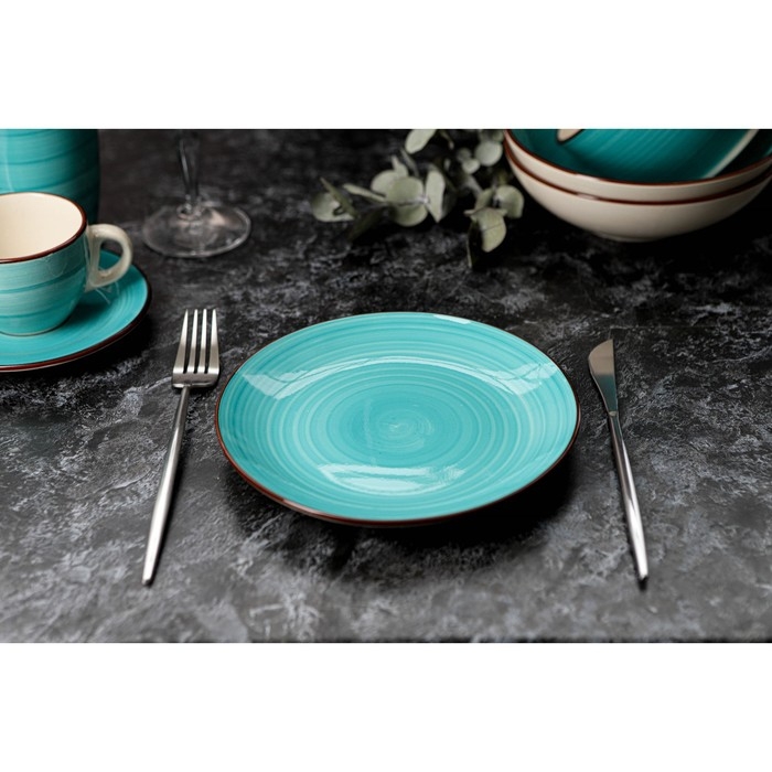 Тарелка керамическая обеденная Доляна &laquo;Морской мир&raquo;, d=27 см, цвет голубой