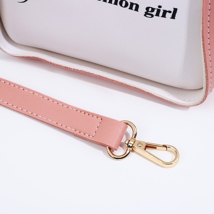 Сумка женская тоут на молнии, цвет белый/розовый