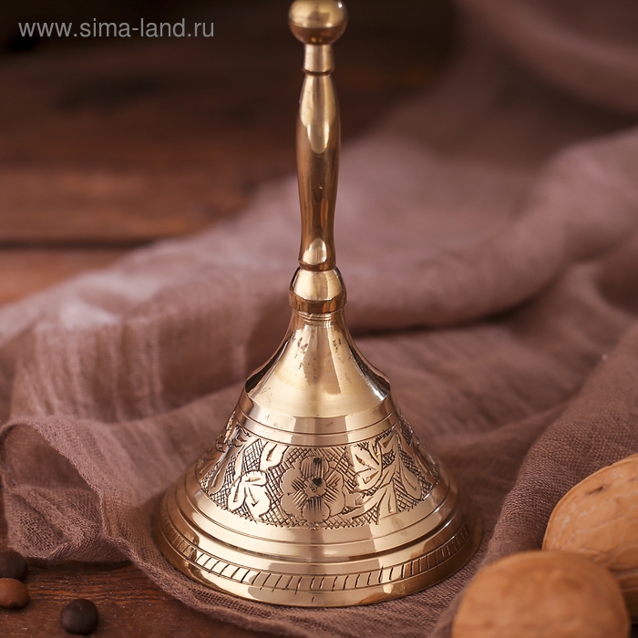 Колокольчик латунь  Колокольчик латунь "Широкий колокольчик с узорами" 7,5х7,5х12 см