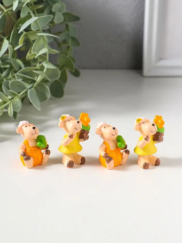 Сувенир полистоун "Барашки в огороде" набор 4 шт 1,5х2х4 см