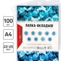 Файл - вкладыш Calligrata, А4, 22-25 мкм, глянцевый, вертикальный, 100 штук