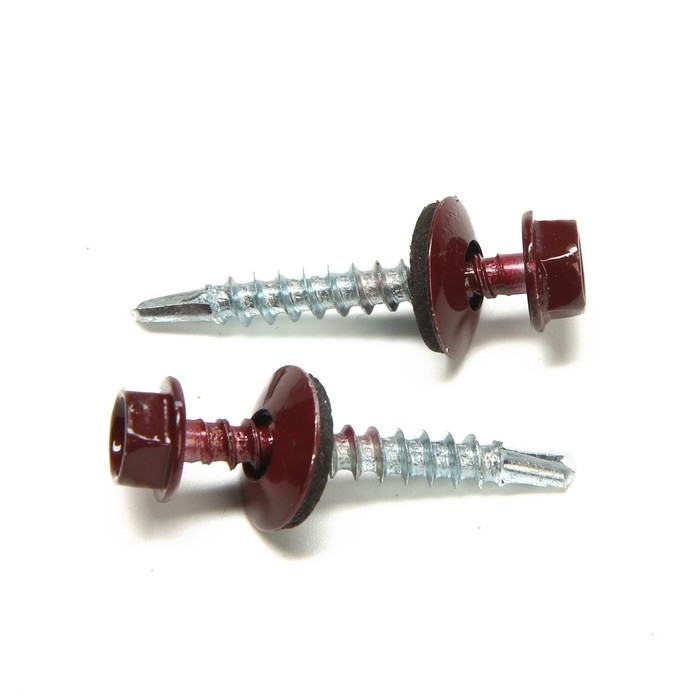 Саморезы кровельные 4,8х35 мм, RAL3005 цвет бордовый, 250 шт. Саморезы кровельные 4,8х35 мм, RAL3005 цвет бордовый, 250 шт.