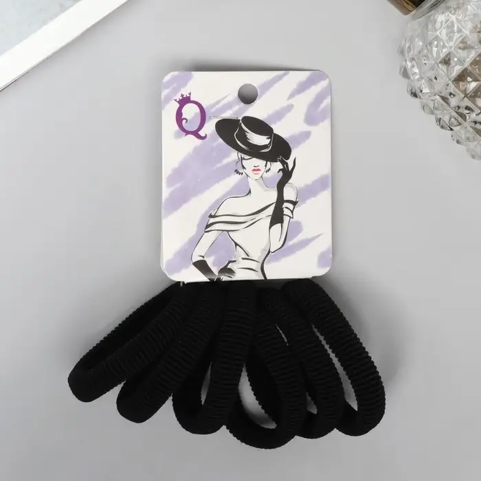 Резинка для волос Резинка для волос "Амелия" (набор 6 шт) тайна, 4 см, чёрный