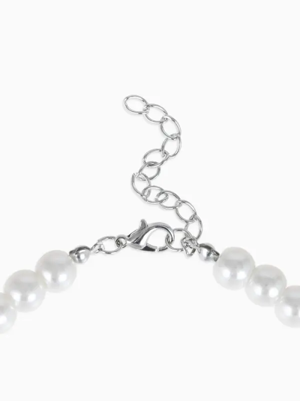 Набор 2 предмета: серьги, колье &laquo;Вернисаж&raquo;, жемчужная капля, белый в серебре, 45 см