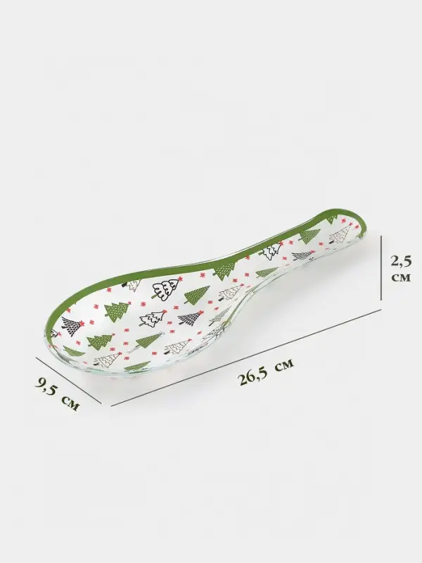Подставка под ложку «Елочка» 26.5×9.5×2.5 см, стекло, белая, зелёная Подставка под ложку «Елочка» 26.5×9.5×2.5 см, стекло, белая, зелёная
