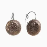 Серьги пластик "Таблетка" блёстка, цвет серый графит в серебре