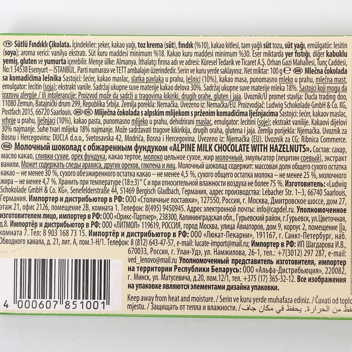 Шоколад Schogetten Alpine Milk Chocolate with Hazelnut, 100 г Шоколад Schogetten Alpine Milk Chocolate with Hazelnut, 100 г