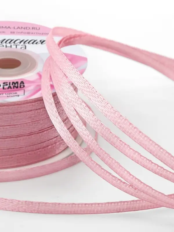 Лента атласная, 3 мм, 45&plusmn;1 м, жемчужно-розовая №135