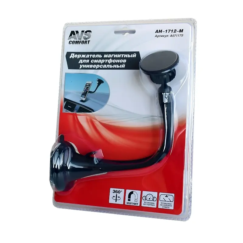 Держатель для смартфонов магнитный на приборную панель AVS AH-1712-M
