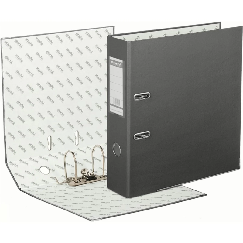 Папка-регистратор ECONOMY PLUS, 80мм, серый,ПБП1, карм.кор.,мет.уг