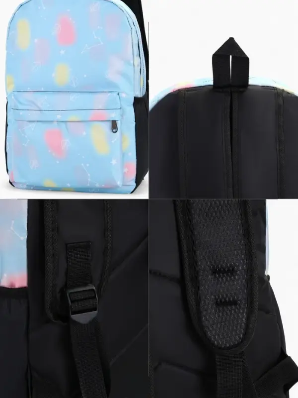 Рюкзак школьный &laquo;Сердечки&raquo;, для девочки, 30&times;13&times;42 см, голубой