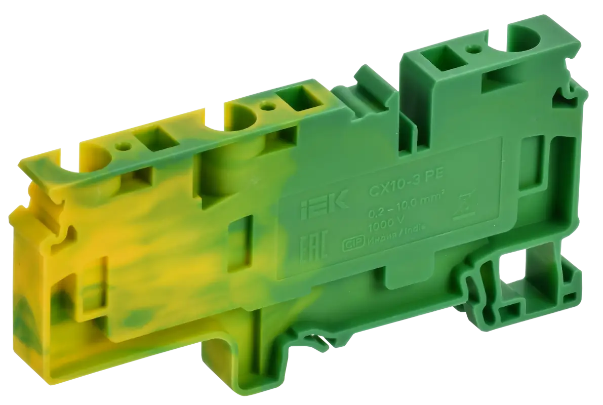 ARMAFIX Клемма пружинная CX10-3 PE 10мм2 трехконтактная заземляющая IEK