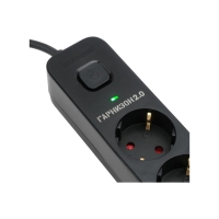 Сетевой фильтр Гарнизон 2.0 Мультипорт EPS-4-U3-B-2, 4 р, 10А, 3xUSB, 2м, ур.защиты 2+, черн 1034186