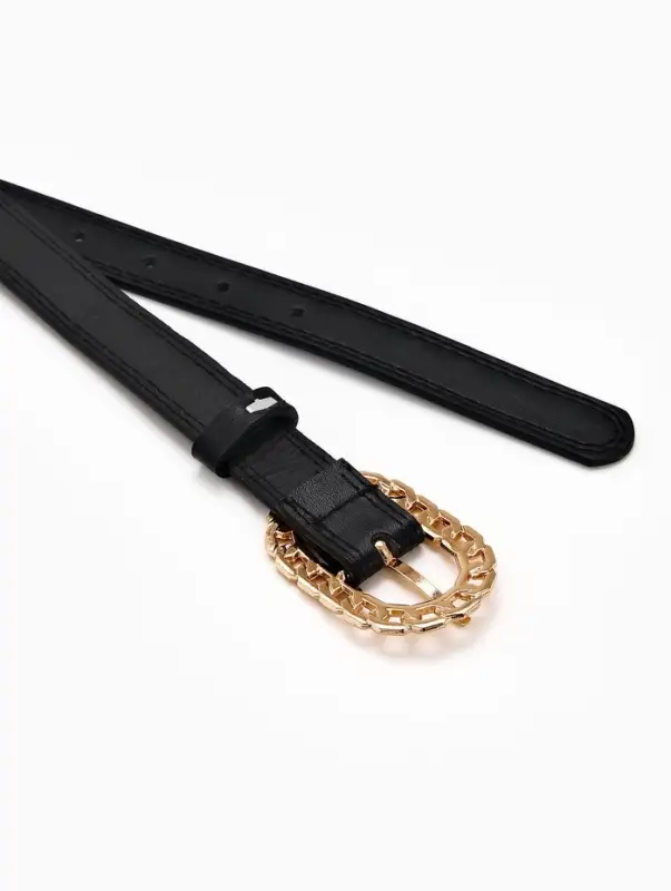 Ремень женский &laquo;Кружево&raquo;, 110&times;2.5 см, пряжка металл, золотистая, чёрный