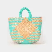 Сумка плетёная, 20&times;10&times;30 см, пластик, бирюзово-жёлтая