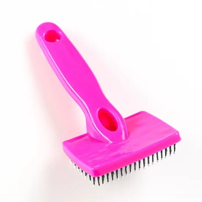 Пуходёрка малая, 6&times;13.5 см, мягкая, с закруглёнными зубьями, пластик, розовая