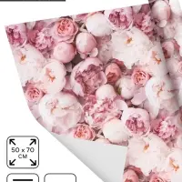 Бумага упаковочная, глянцевая &laquo;Весенний букет пионов&raquo;, 70&times;50 см