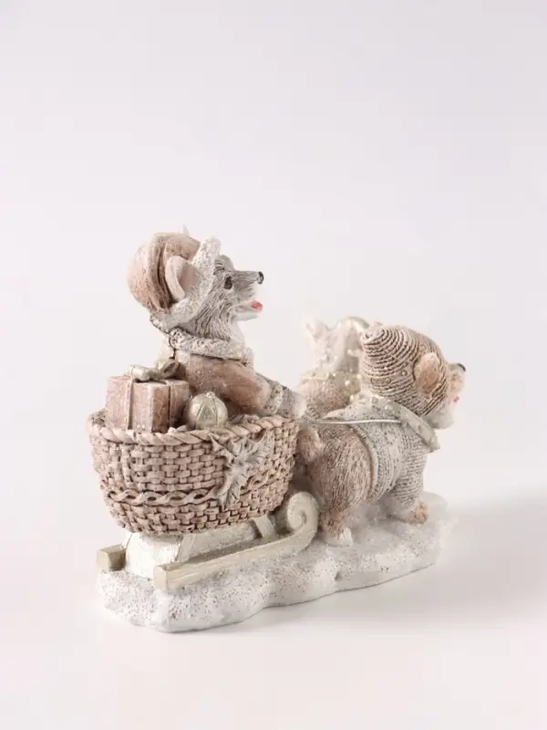 Фигурка &laquo;Новогодние сани с корги&raquo;, 10 см, полистоун