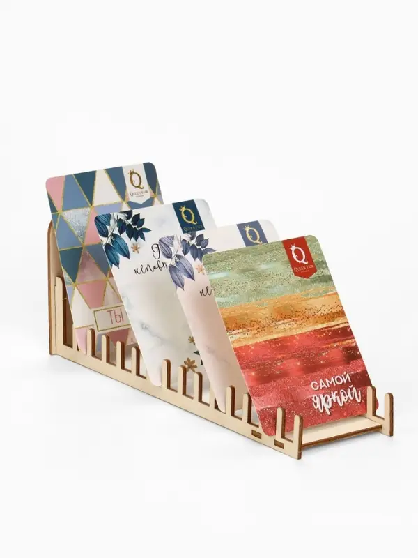 Подставка под открытки 15 ячеек, 8.4&times;27&times;11 см, толщина 3 мм, цвет бежевый