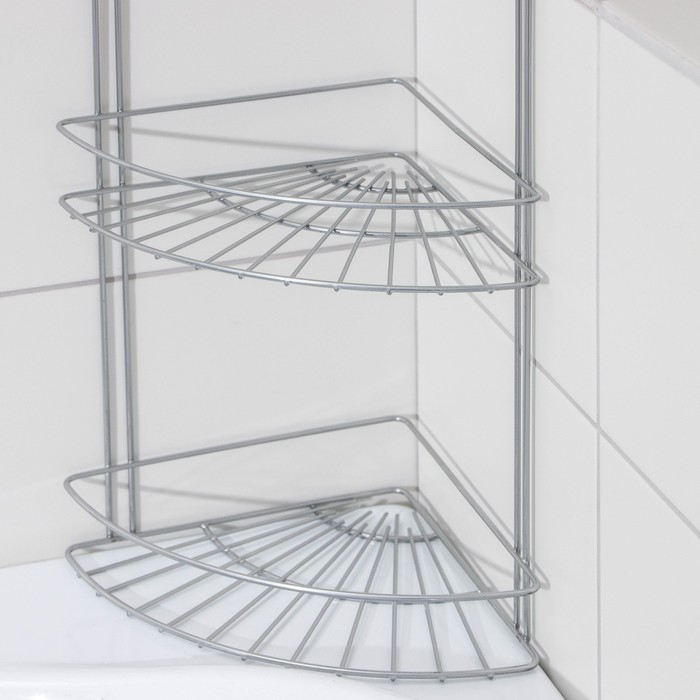 Полка угловая 3-х ярусная Slim, 25×18×45 см, цвет хром Полка угловая 3-х ярусная Slim, 25×18×45 см, цвет хром
