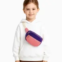 Сумка детская поясная на молнии, наружный карман, розовая, фиолетовая