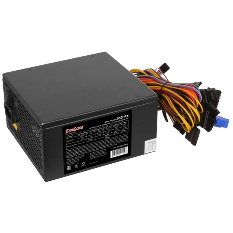 Блок питания ExeGate 550W 550PPX ATX,  14cm fan, black (EX282073RUS)