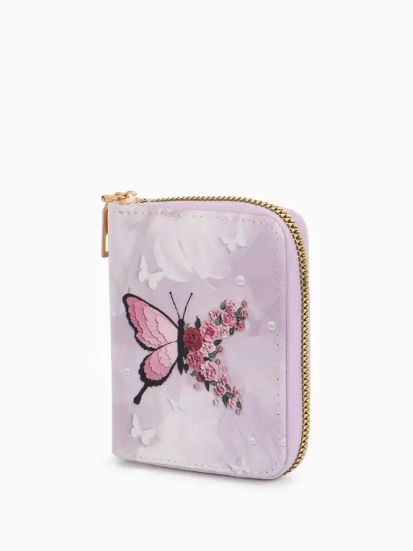 Кошелёк женский на молнии, 8.5&times;2.5&times;10.5 см, розовый