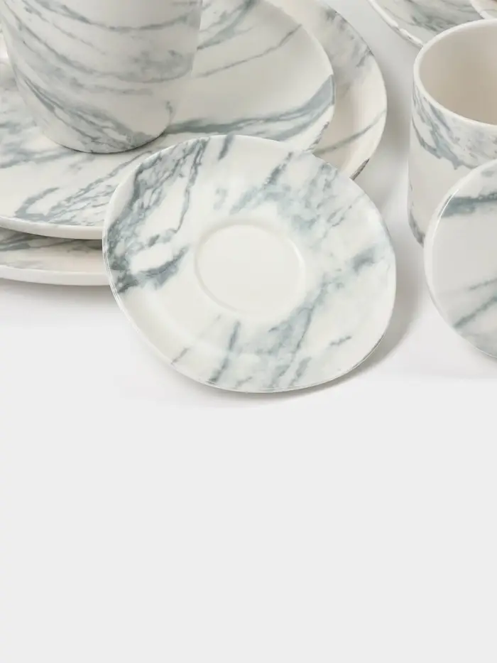 Кружки Magistro Real Marble, 400 мл, набор 2 шт., фарфор, белые