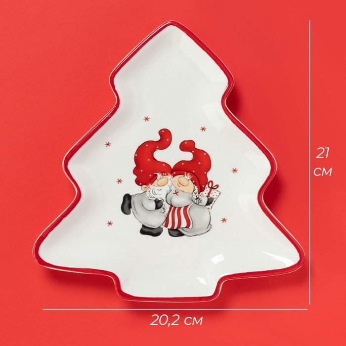 Тарелка новогодняя Доляна «Веселые гномы», 21×20,2 см Тарелка новогодняя Доляна «Веселые гномы», 21×20,2 см