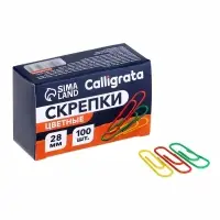 Скрепки 28 мм цветные в картонной коробке 100 штук