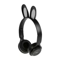 Наушники детские, беспроводные, накладные, с ушками зайца, Y08R, Bluetooth 5.1, с микрофоном, с подсветкой, 400 мАч, чёрные