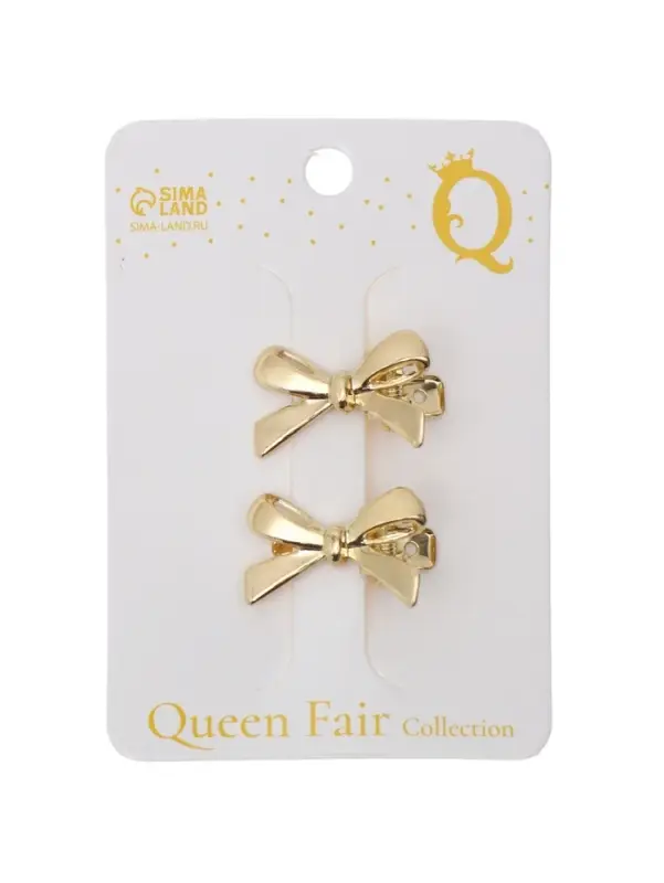 Зажим для волос "Джульет" (набор 2 шт) бантик, 2,5 см, золото