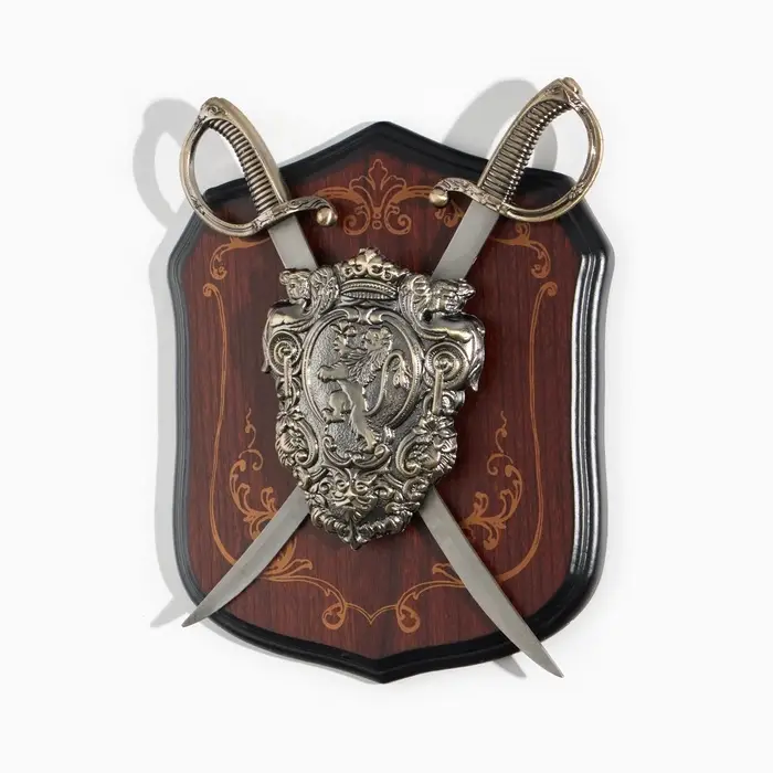 Панно на стену &laquo;Геральдика. Лев и две сабли&raquo;, декор настенный, щит декоративный