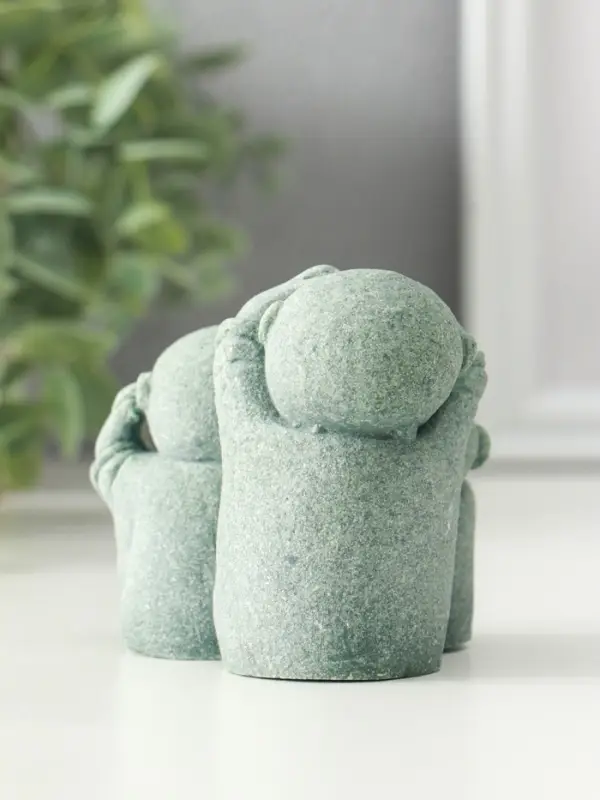 Фигурка песчаник &laquo;Статуя Дзидзо - не вижу, не слышу, не скажу&raquo;, 5.8&times;7&times;7 см