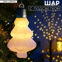 Елочный шар &laquo;Бархатная елочка&raquo; 12&times;8 см, 1 LED, от батареек LR44&times;3, свечение тёплое белое