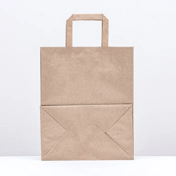 Пакет бумажный крафт, плоская ручка 24&times;14&times;29 см, 90 г/м&sup2;