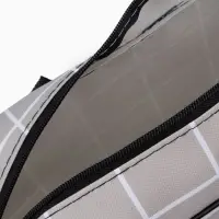 Косметичка-сумка на молнии, с ручками, с сеткой, большая, в клетку, бежевая