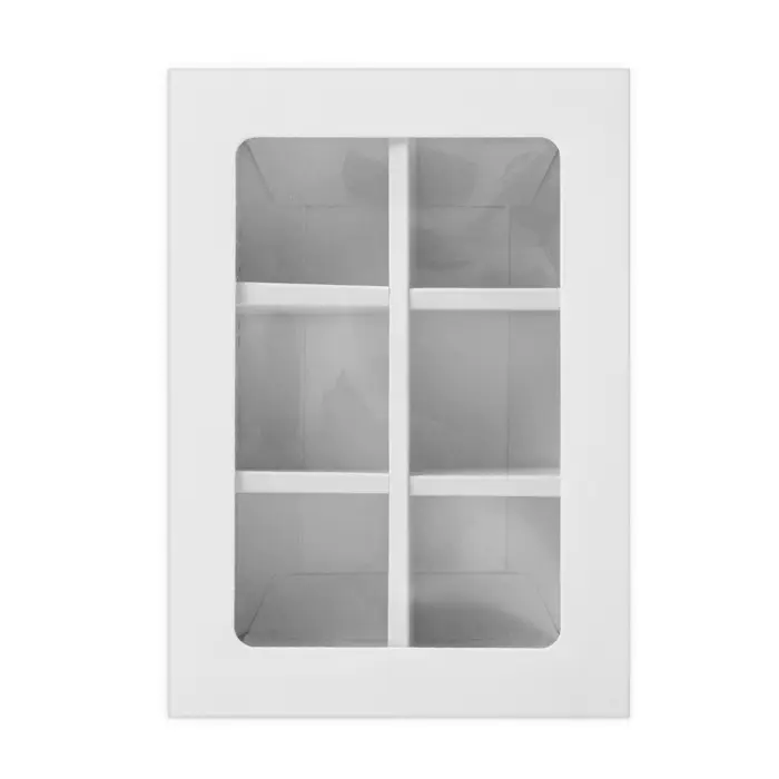 Коробка для 6 конфет с окном, белая, 13.7&times;9.85&times;3.85 см