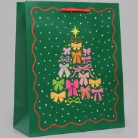 Пакет подарочный ламинированный &laquo;Бантики на Ёлке&raquo;, M 26&times;32&times;12 см