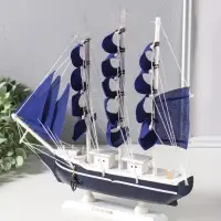 Сувенирная модель корабля &laquo;Калева&raquo;, борта синие с белой полосой, паруса синие, 30&times;7&times;32 см