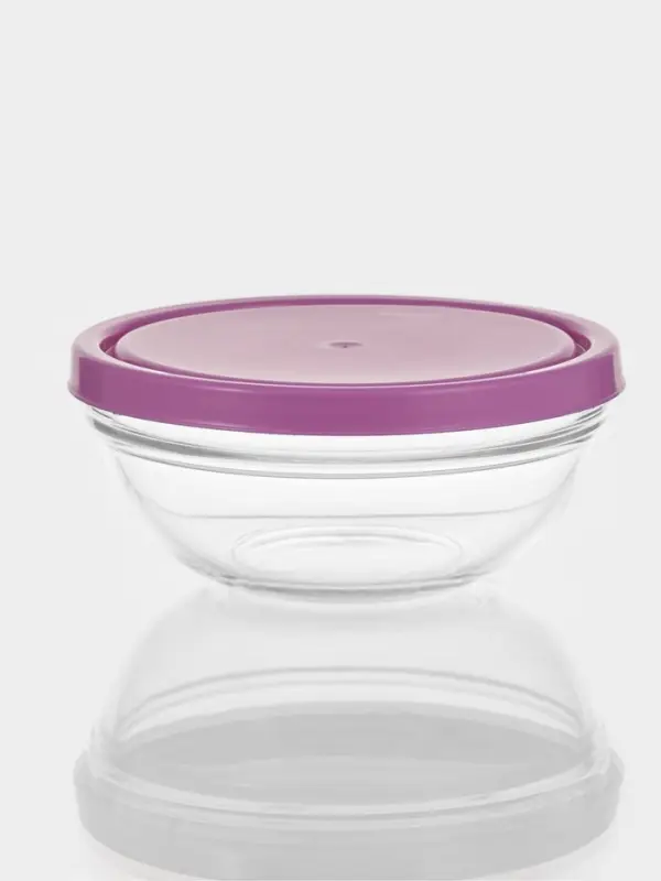 Набор салатников Paşabah&ccedil;e Chef's, 1 л, d=17.2 см, 2 шт., с пластиковой крышкой, стекло, прозрачный