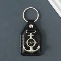 Кожаный брелок для ключей на кольце &laquo;Якорь&raquo;, (кожзам), 6.8&times;4 см