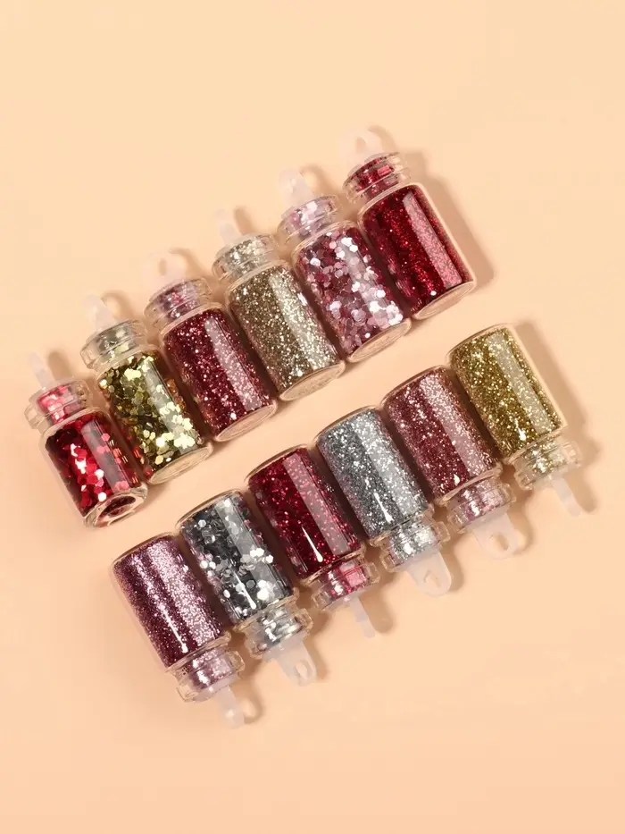 Блёстки для декора &laquo;Нежность&raquo;, мелкие/средние/крупные, 12 бутылочек