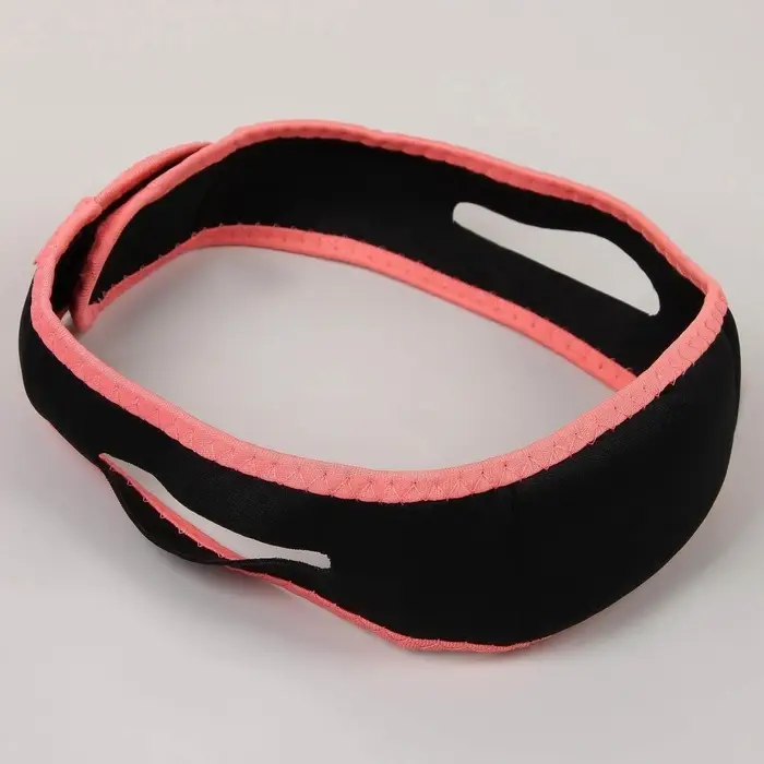 Маска текстильная для коррекции овала лица, на липучке, чёрная, розовая